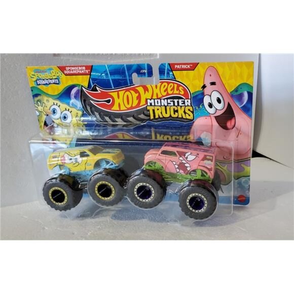 Hot Wheels Monster Trucks SpongeBob SquarePants vs Patrick Demolition Double 2PK - Picture 5 of 6